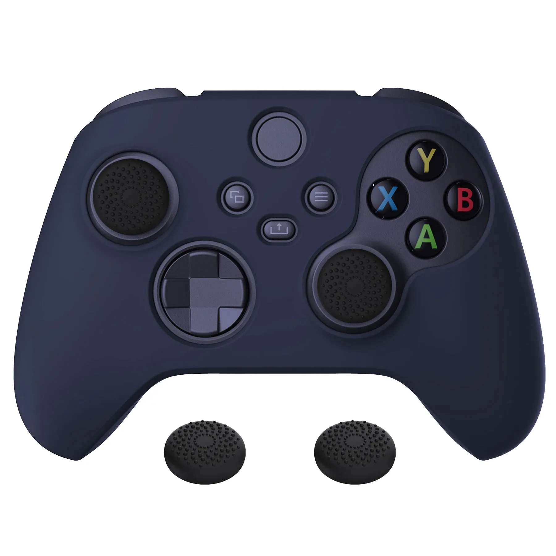 PlayVital Midnight Blue Pure Series Anti-Slip Silicone Cover Skin for Xbox Series X Controller, Soft Rubber Case Protector for Xbox Series S Controller with Black Thumb Grip Caps - BLX3003