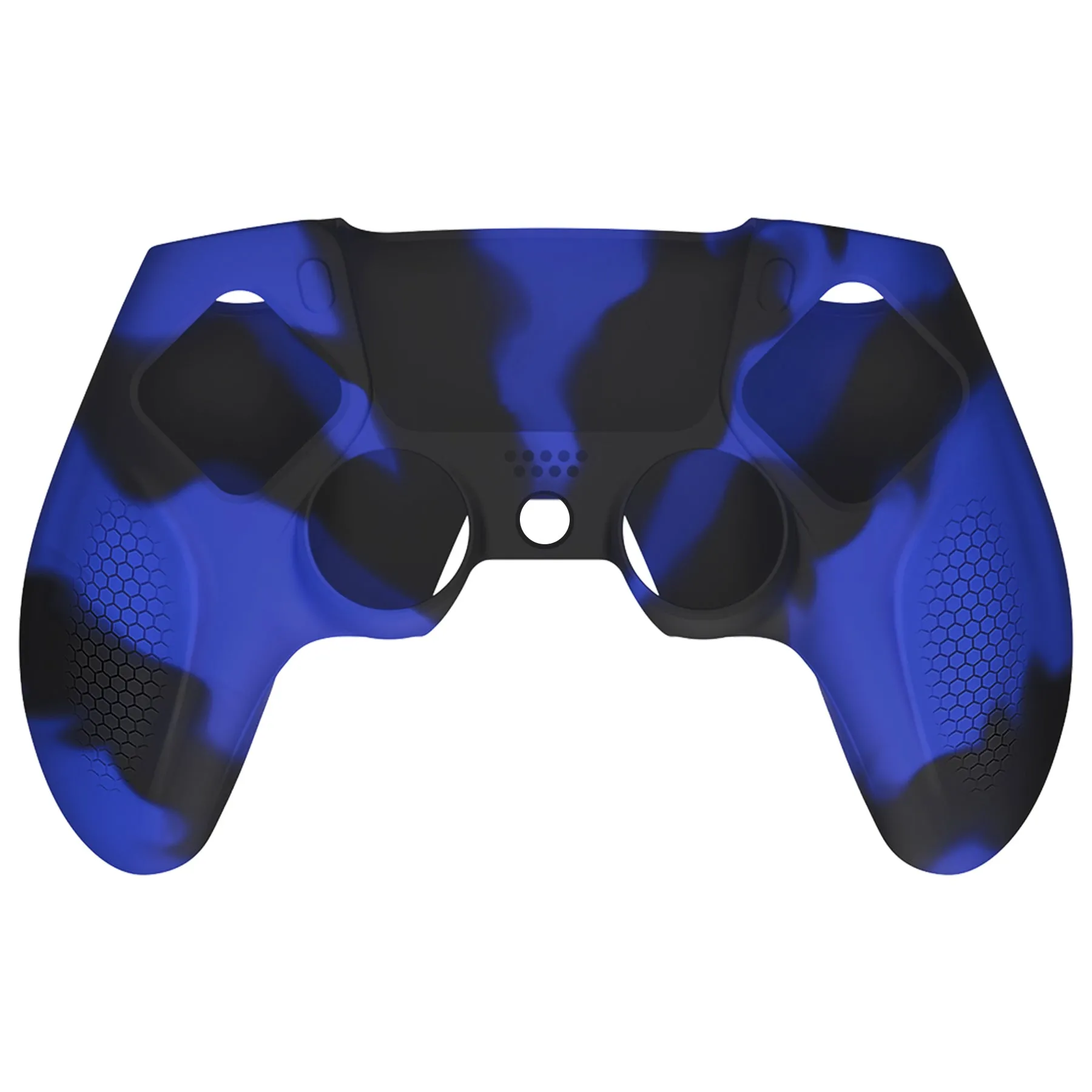 PlayVital Ninja Edition Anti-Slip Silicone Cover Skin for ps5 Wireless Controller, Ergonomic Protector Soft Rubber Case for ps5 Controller Fits with Charging Station with Thumb Grip Caps - Blue & Black - MQRPFP008