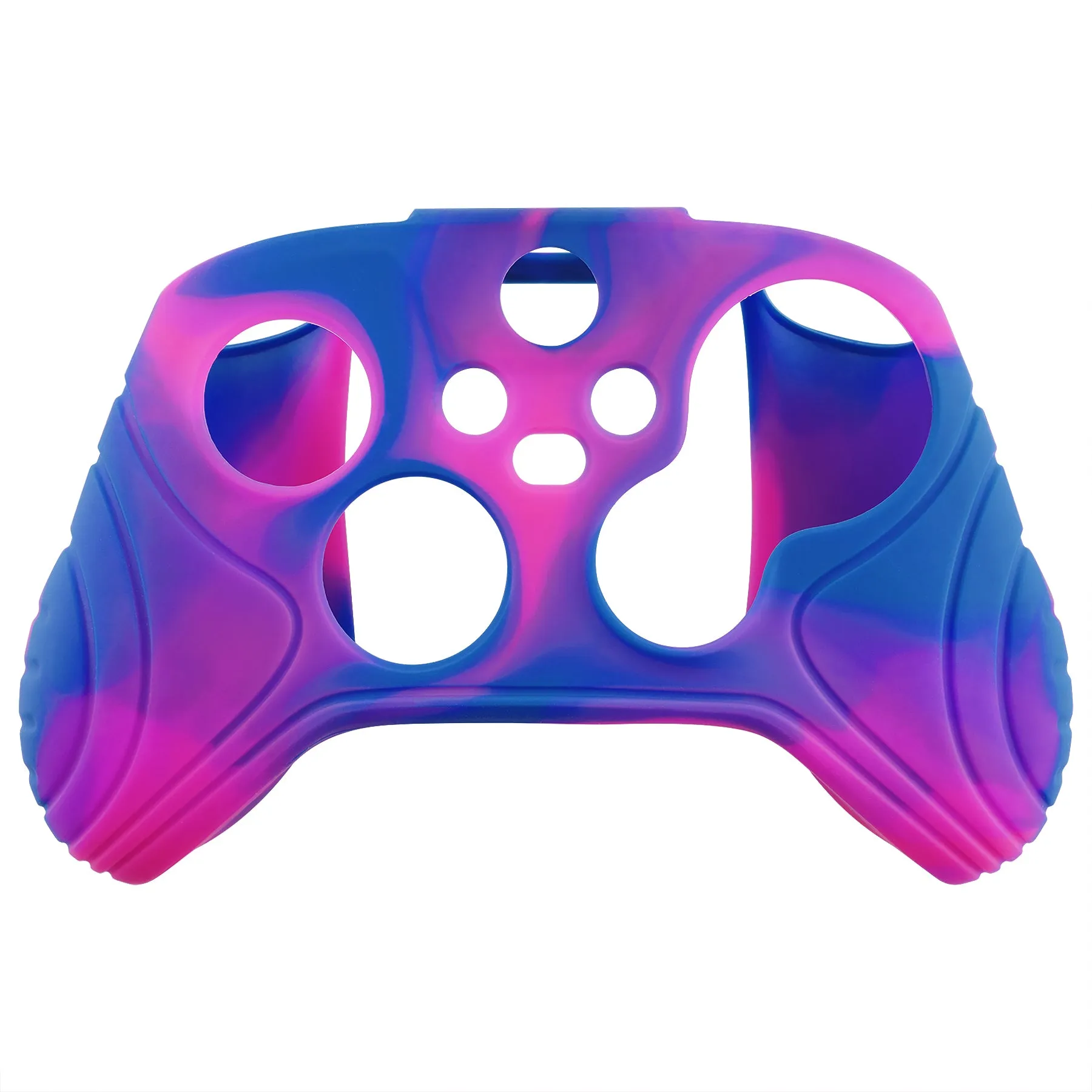 PlayVital Samurai Edition Pink & Purple & Blue Anti-slip Controller Grip Silicone Skin, Ergonomic Soft Rubber Protective Case Cover for Xbox Series S/X Controller with Black Thumb Stick Caps - WAX3015