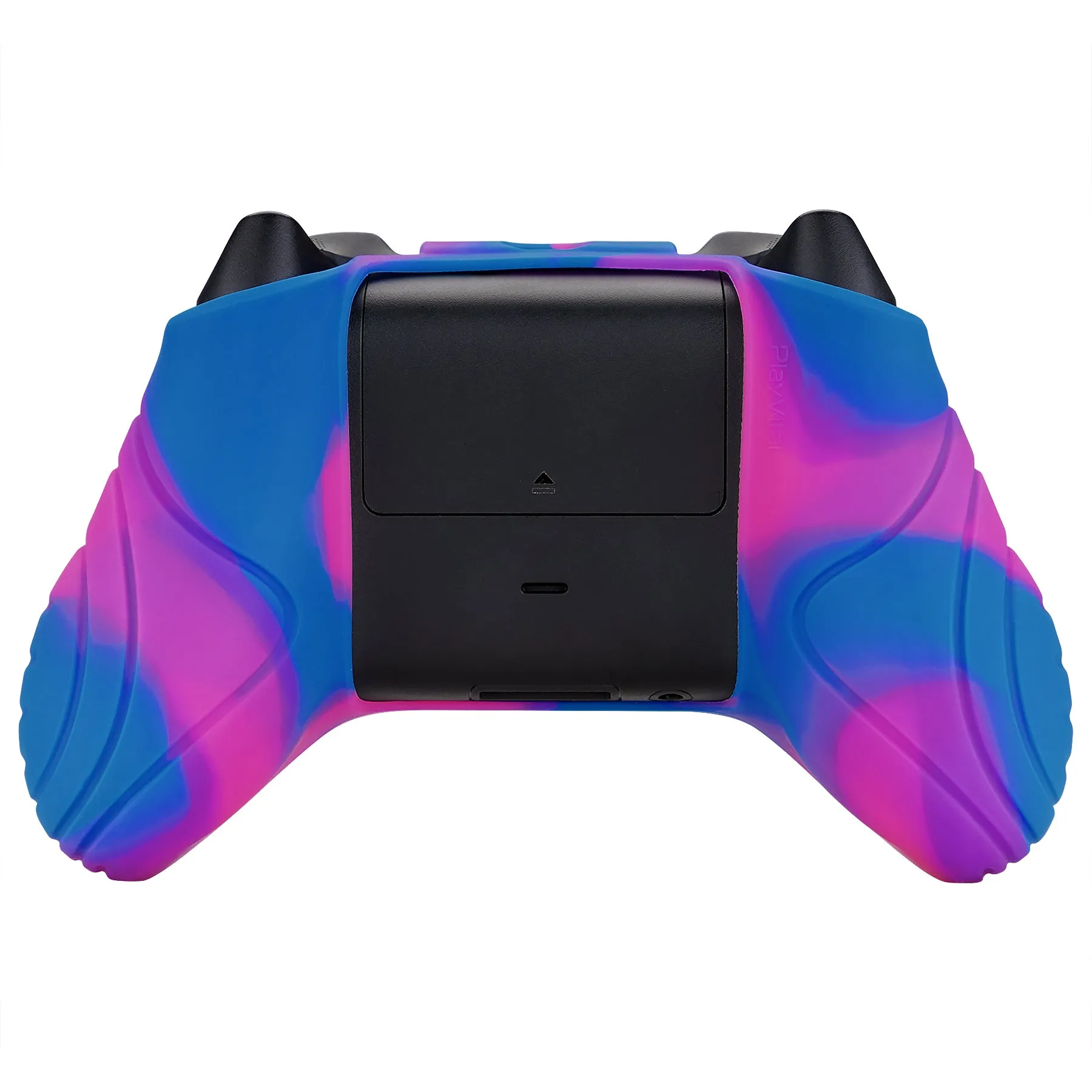 PlayVital Samurai Edition Pink & Purple & Blue Anti-slip Controller Grip Silicone Skin, Ergonomic Soft Rubber Protective Case Cover for Xbox Series S/X Controller with Black Thumb Stick Caps - WAX3015