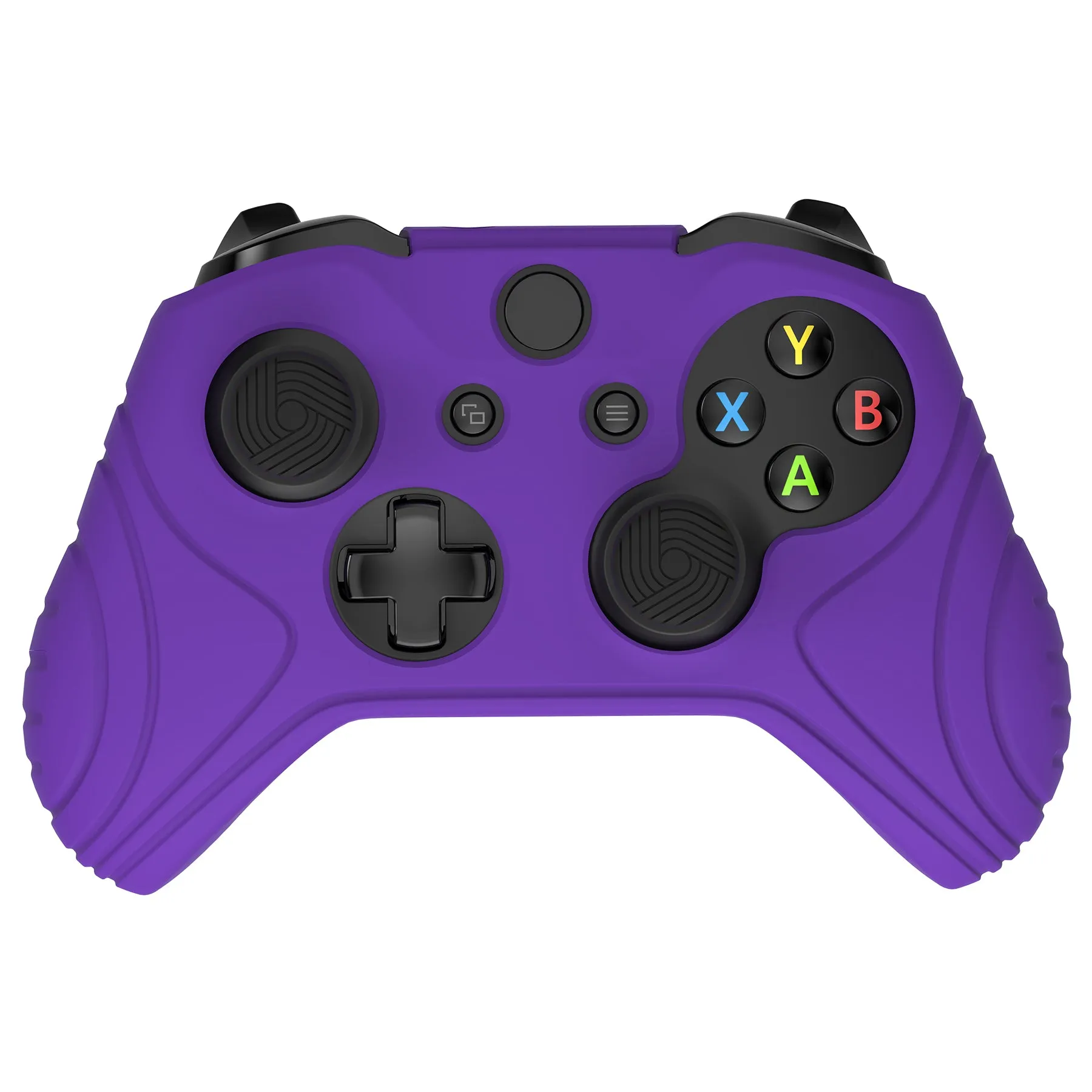 PlayVital Samurai Edition Purple Anti-Slip Controller Grip Silicone Skin for Xbox One X/S Controller, Ergonomic Soft Rubber Protective Case Cover for Xbox One S/X Controller with Black Thumb Stick Caps - XOQ038