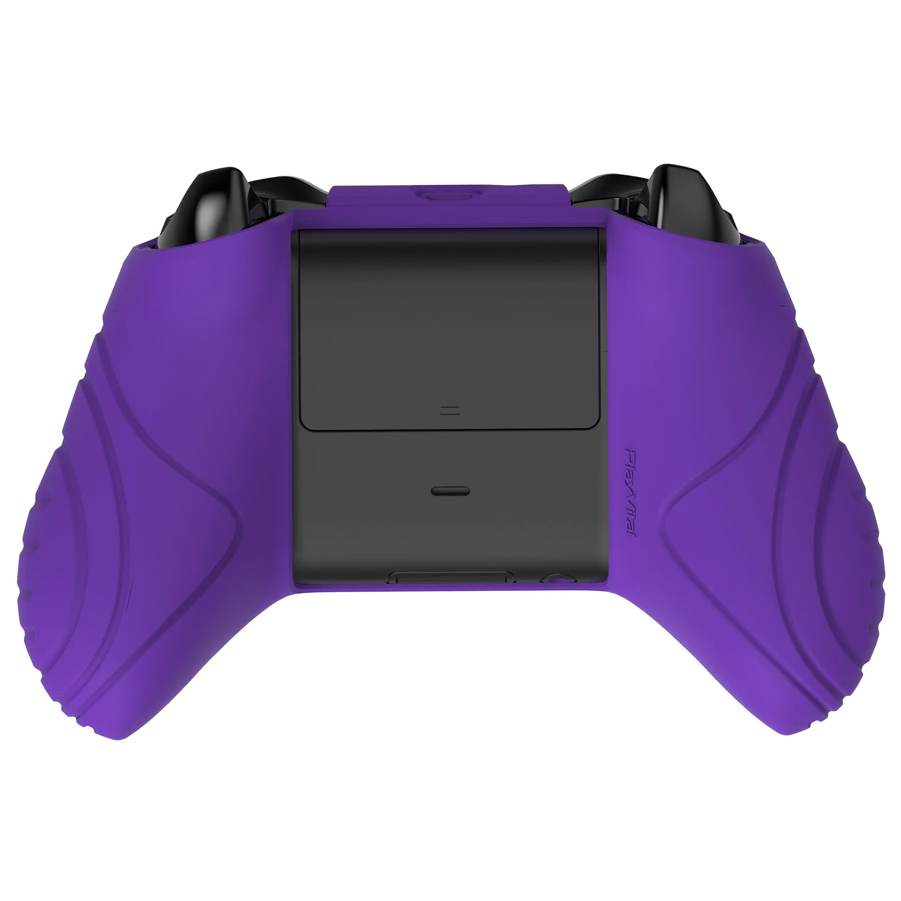 PlayVital Samurai Edition Purple Anti-Slip Controller Grip Silicone Skin for Xbox One X/S Controller, Ergonomic Soft Rubber Protective Case Cover for Xbox One S/X Controller with Black Thumb Stick Caps - XOQ038