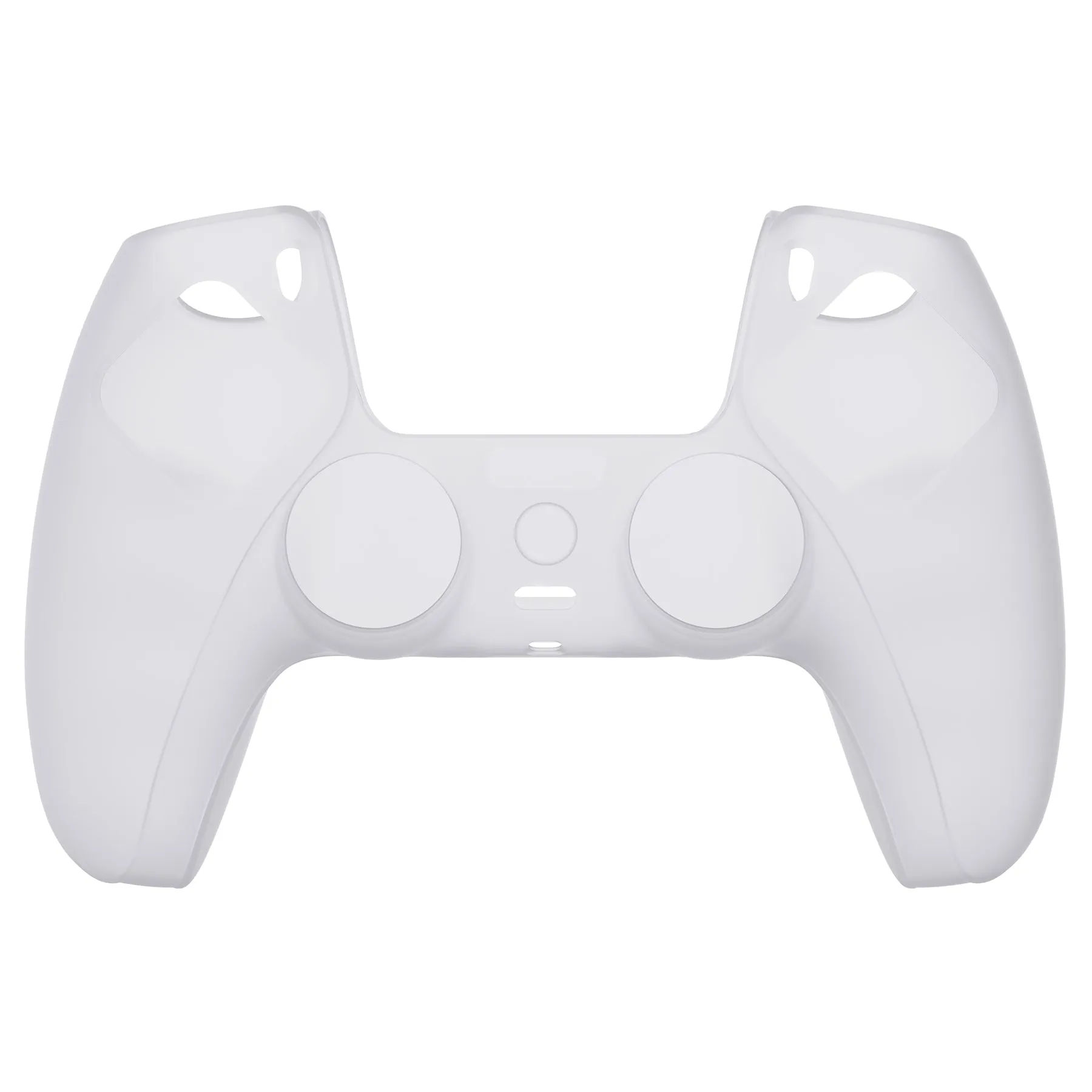 PlayVital Transparent Clear White Pure Series Anti-Slip Silicone Cover Skin for PS 5 Controller, Soft Rubber Case for PS5 Controller with Clear White Thumb Grip Caps - KOPF016