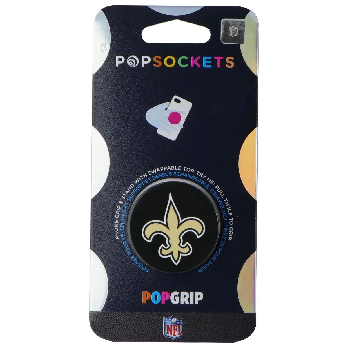 PopSockets PopGrip Expanding Stand and Grip w/Swappable Top - NFL Saints Logo