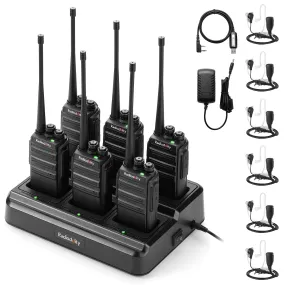 Radioddity GA-2S UHF Radio | VOX | Squelch | with 6-Way Charger Station [6 Pack Cable]