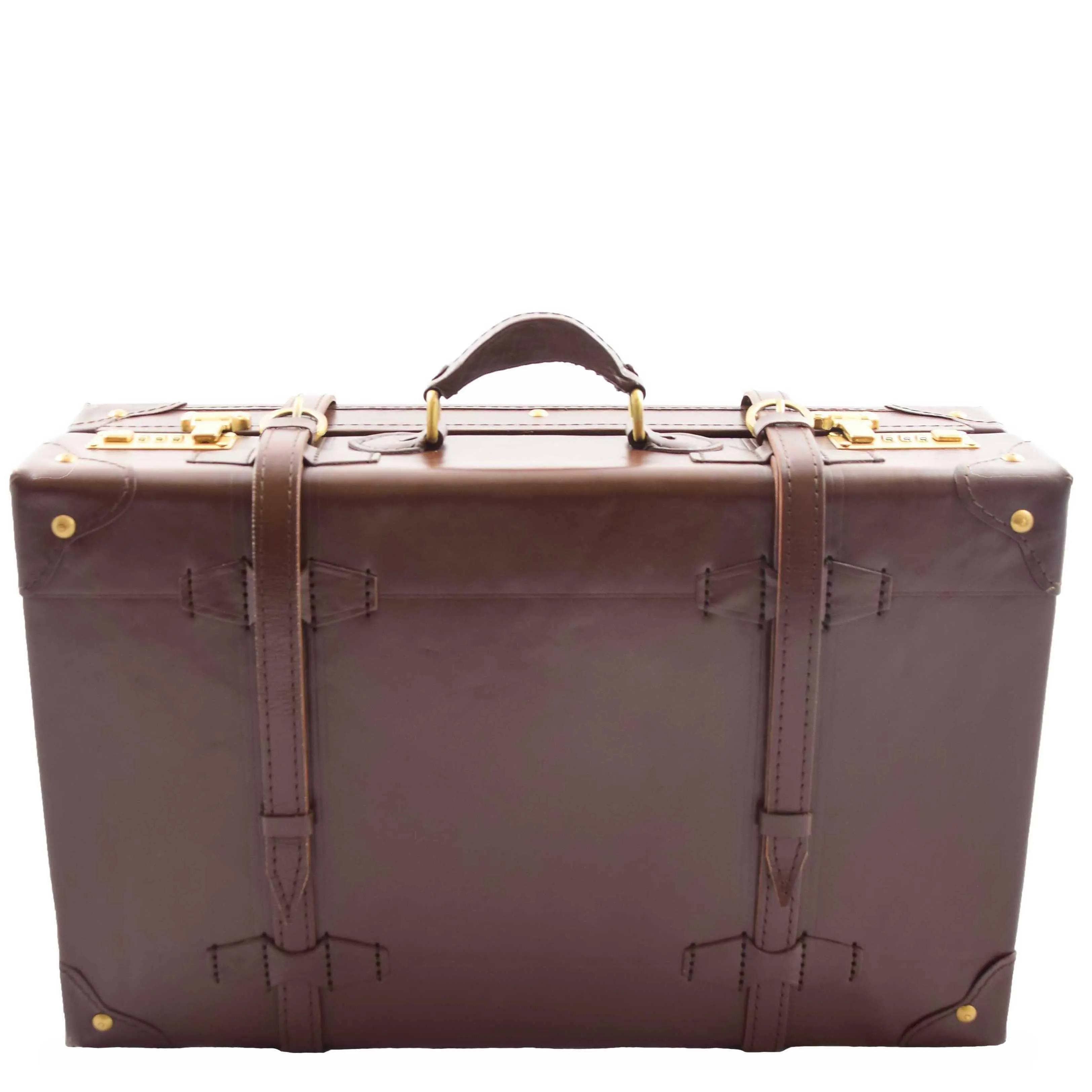 Real Leather Antique Travel Steamer Trunk HOL1188 Brown