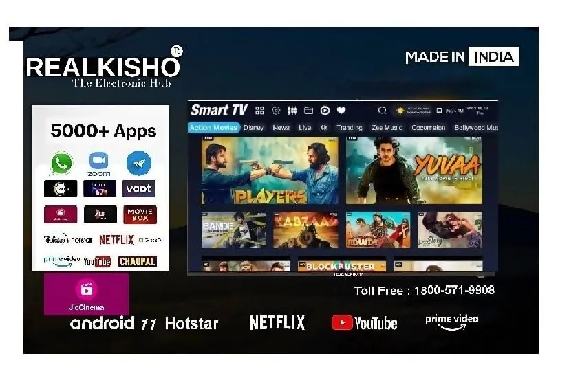 REALKISHO 32 4k Smart tv 80(cm) QLED pa3 Series 4k Ultra Full hd