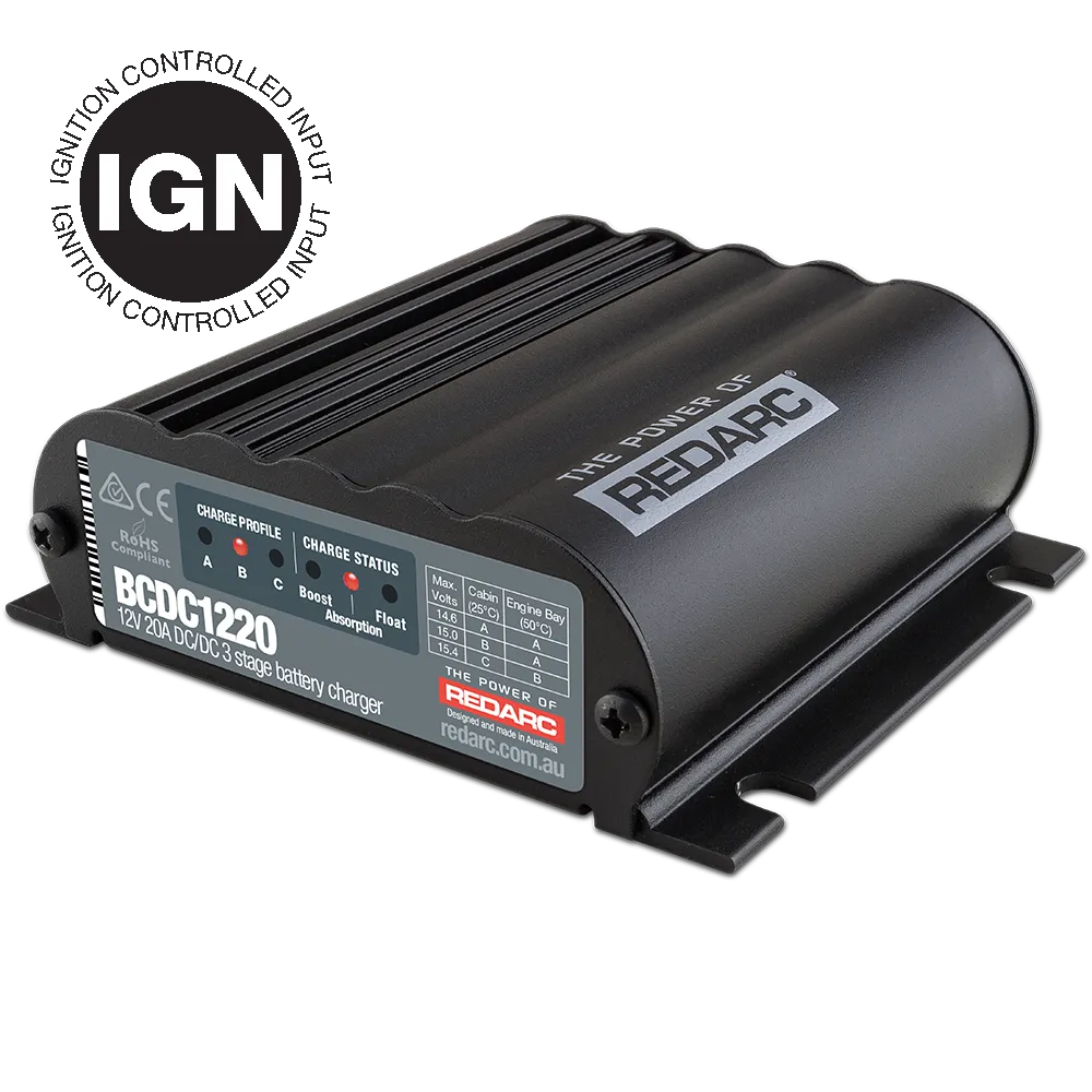 REDARC 20A In-Vehicle DC Battery Charger (Ignition Control)