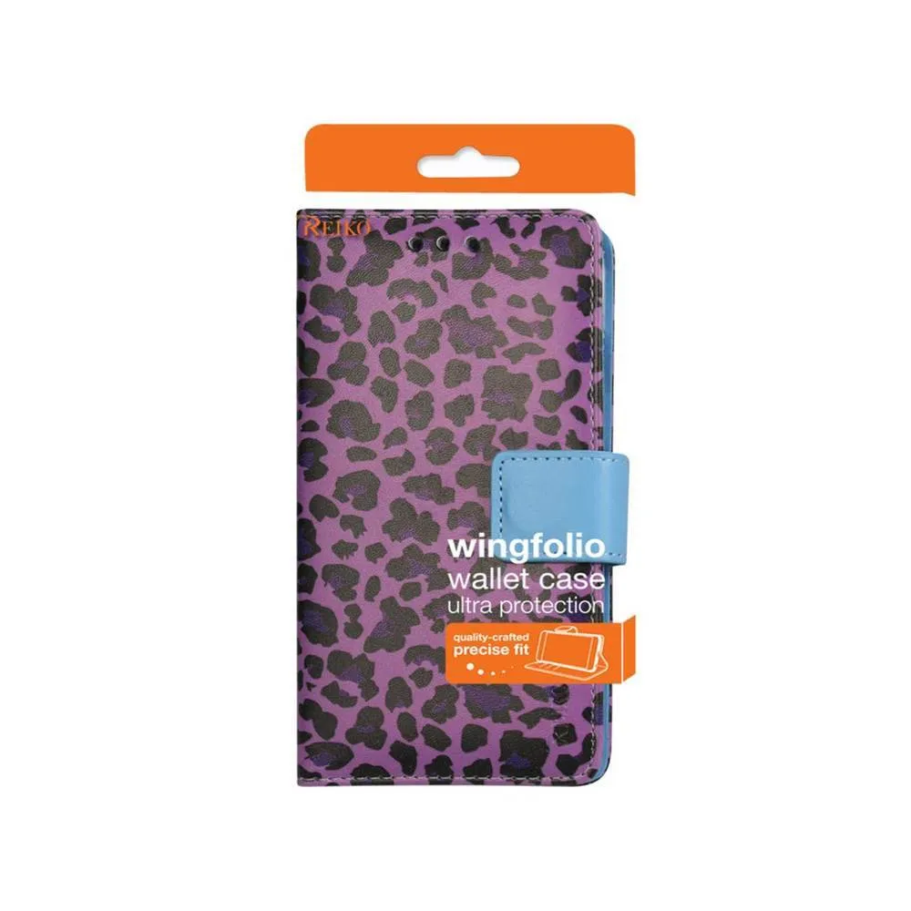 Reiko Wallet Case 3 In 1 For Samsung Galaxy Note 4 Leopard Pattern Purple