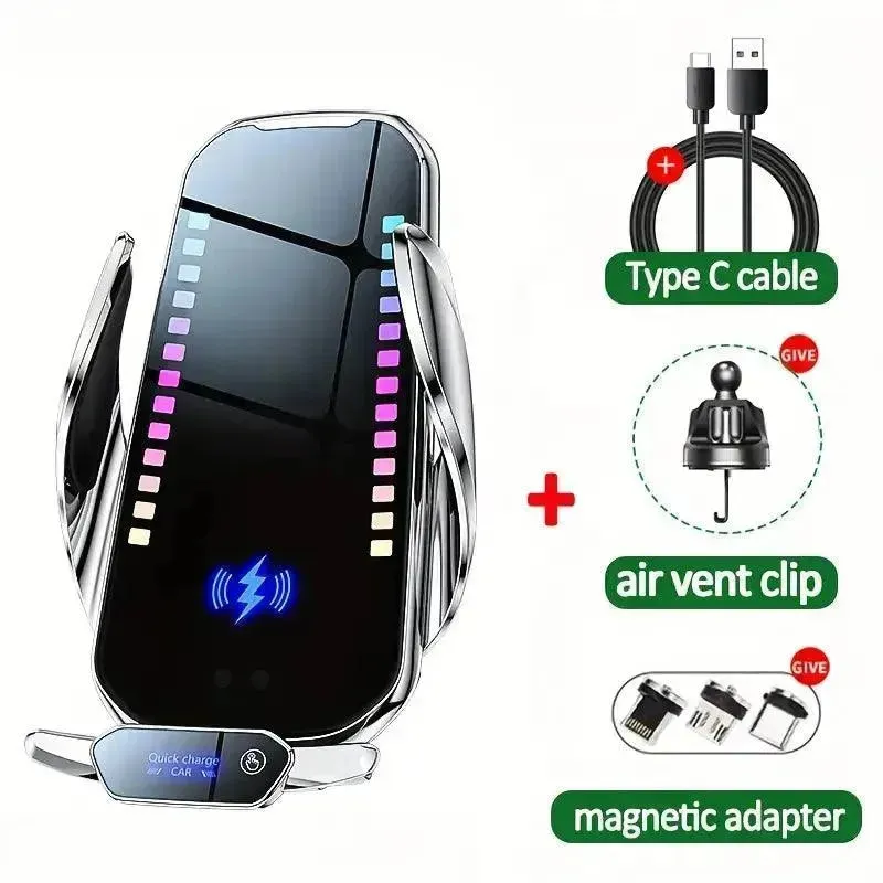 RGB Colour Changing 15W Car Wireless Charger Stand