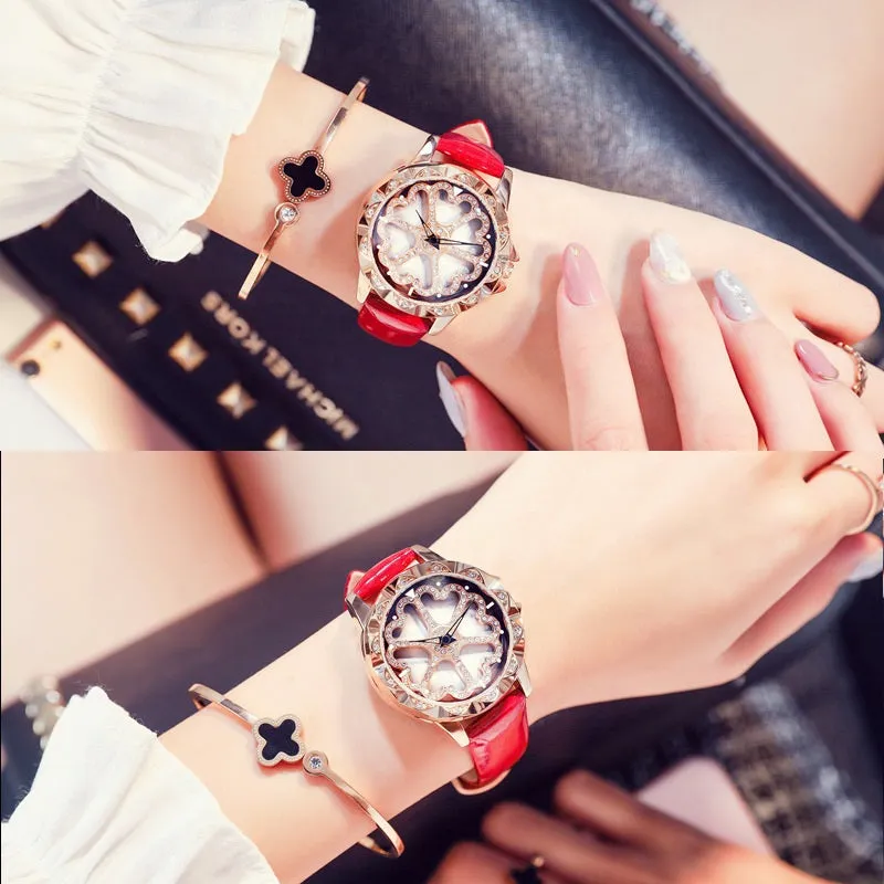 Rotatable Heart-shaped Pattern Women's Watch