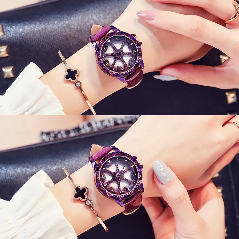 Rotatable Heart-shaped Pattern Women's Watch