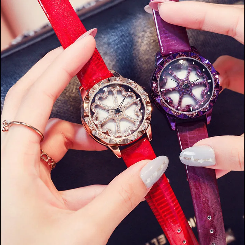 Rotatable Heart-shaped Pattern Women's Watch