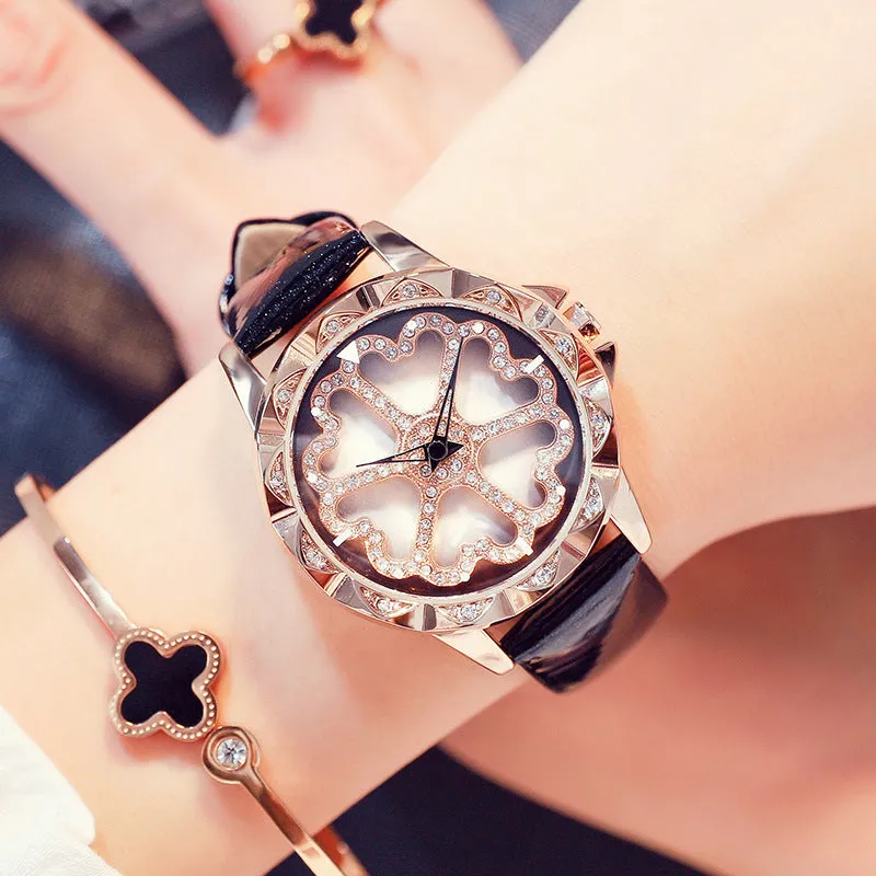 Rotatable Heart-shaped Pattern Women's Watch