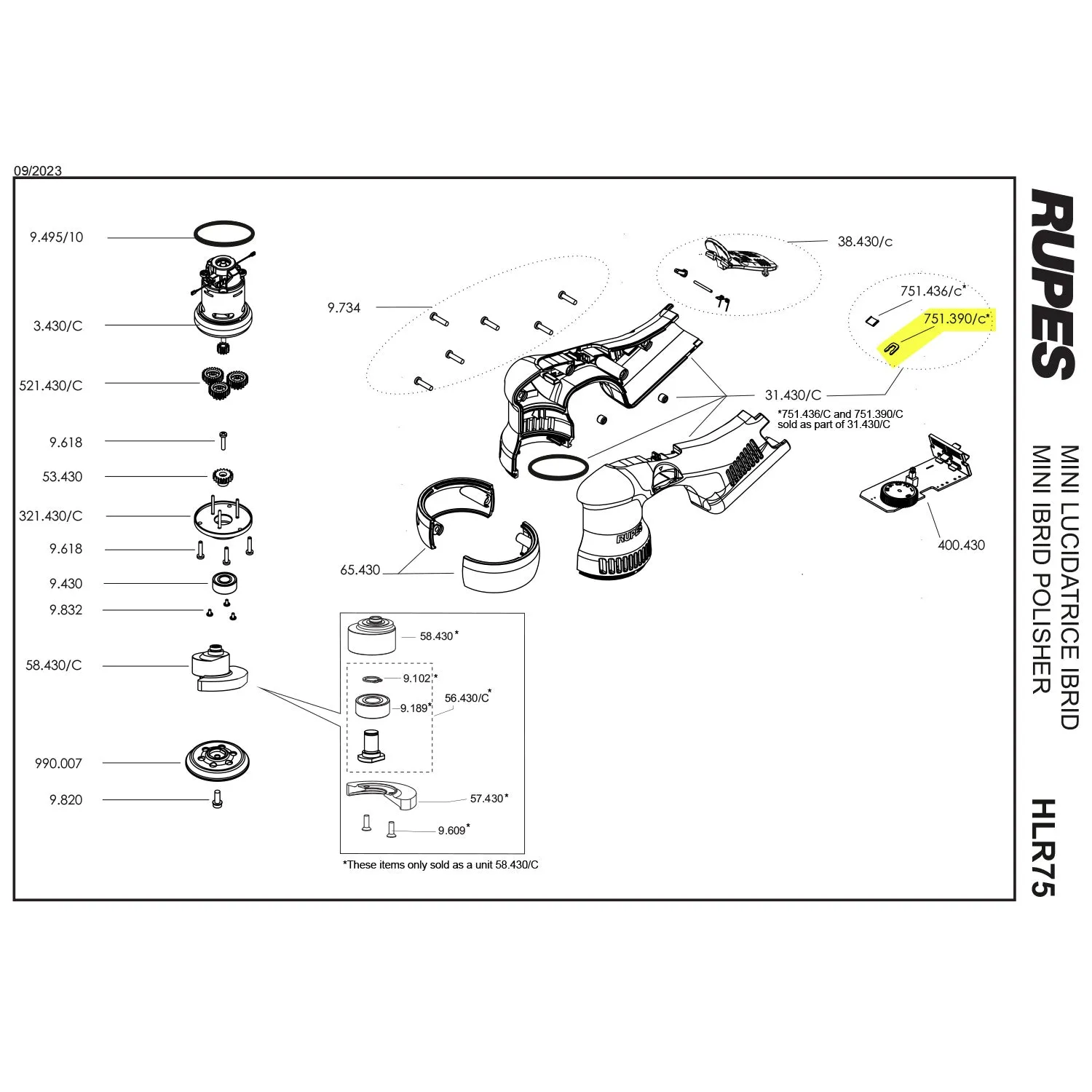 RUPES HLR75 Motor Body U-Clamp