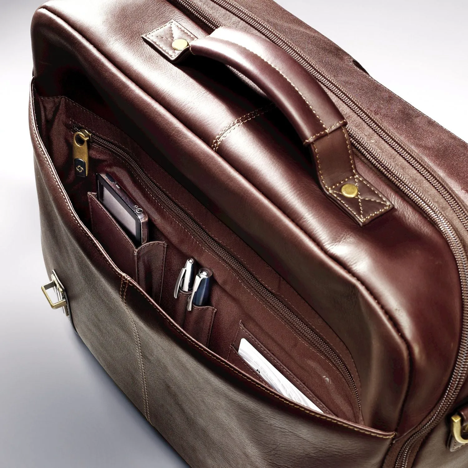 Samsonite Colombian Leather Flapover Case Double Gusset