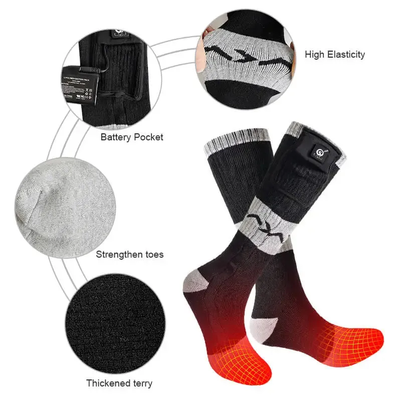 Savior 7.4V 2200mah Cotton Rechargeable Heated Socks Men Women