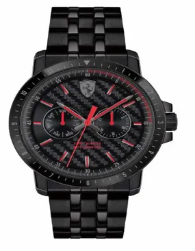 Scuderia Ferrari Turbo Watch - Black Bezel - Black Metal Case and Bracelet