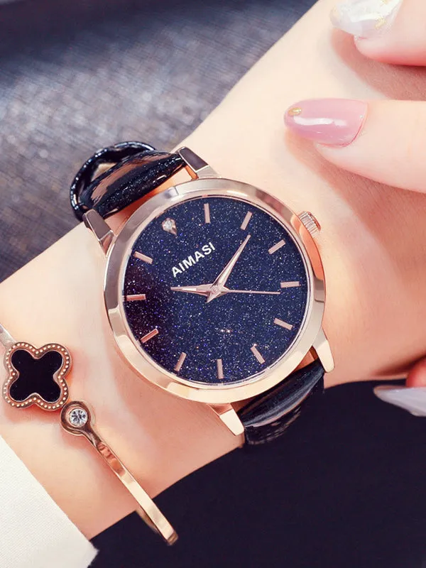 Starry Pattern Dial Women's Quartz Watch