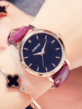 Starry Pattern Dial Women's Quartz Watch