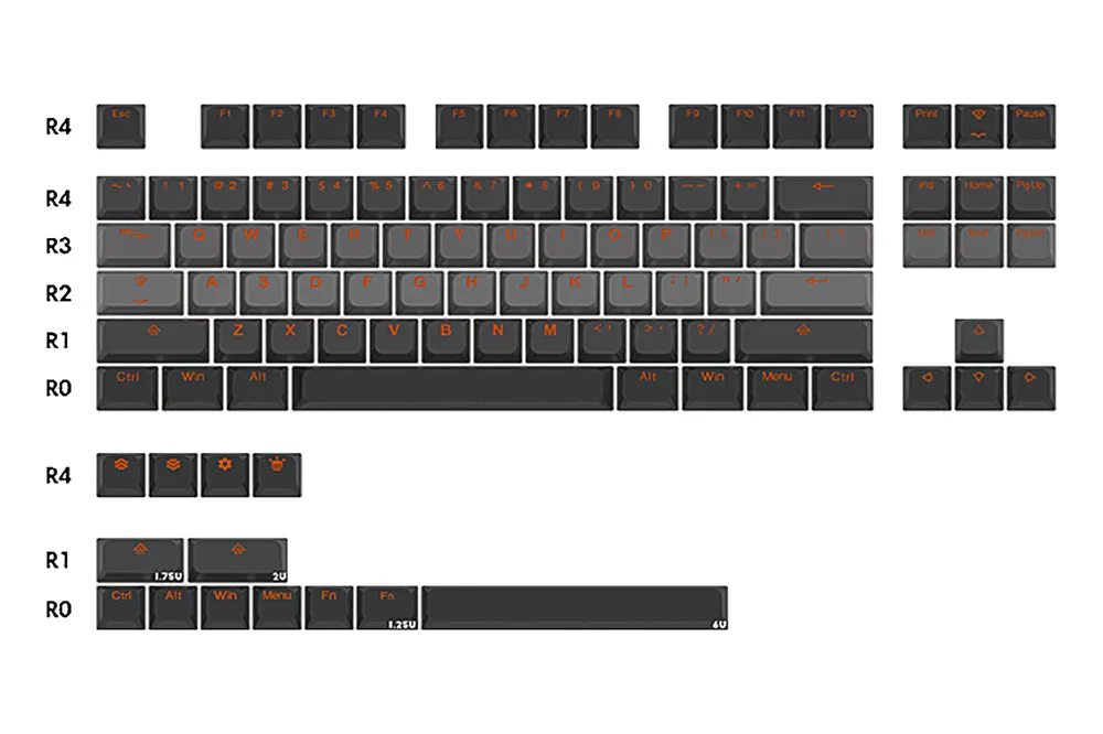 Taihao BOBO Profile Smoky Dawn PBT Doubleshot keycaps for diy gaming mechanical keyboard oem profile Grey 1.75u shift Only of 87