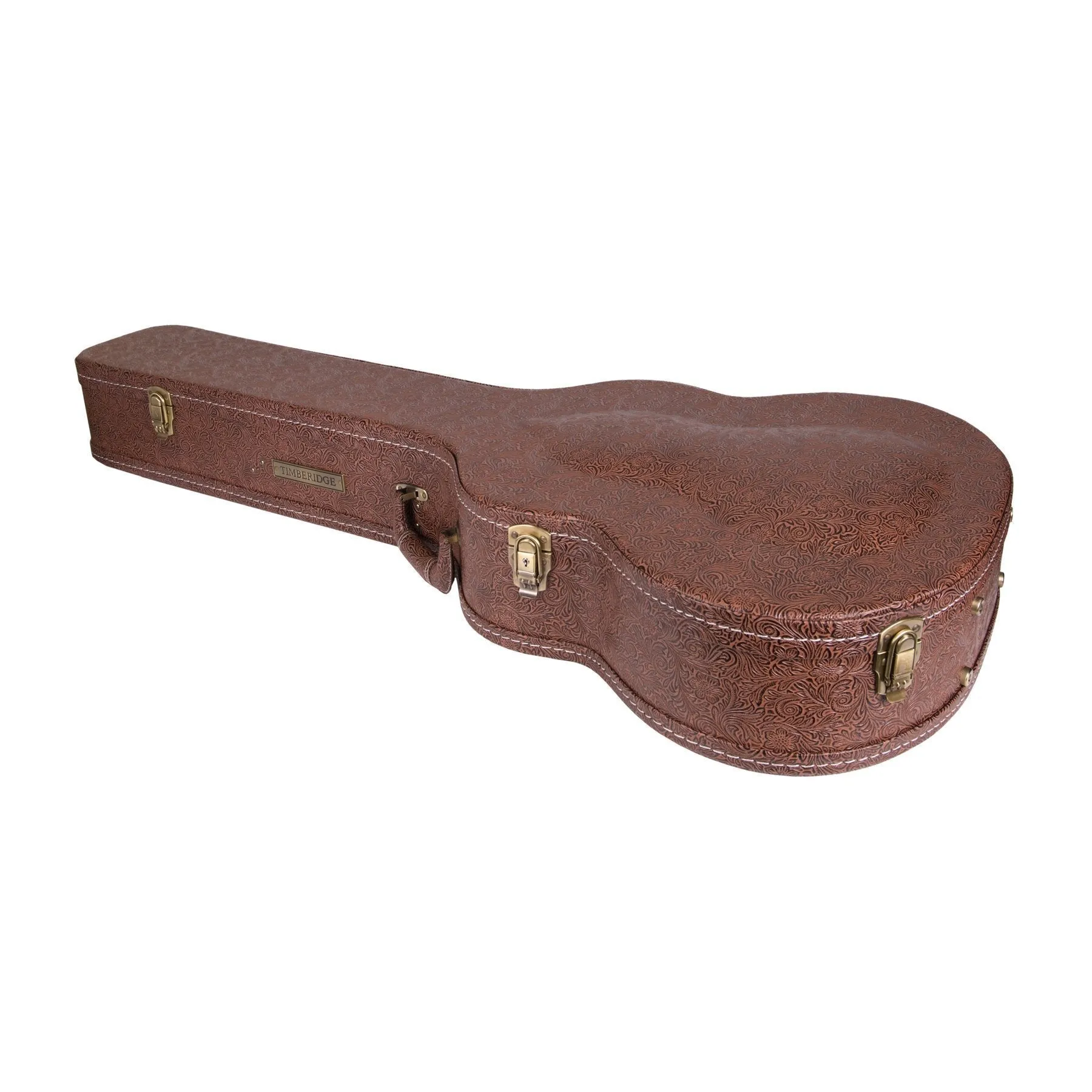 Timberidge Deluxe Shaped Acoustic Bass Guitar Hard Case (Paisley Brown)