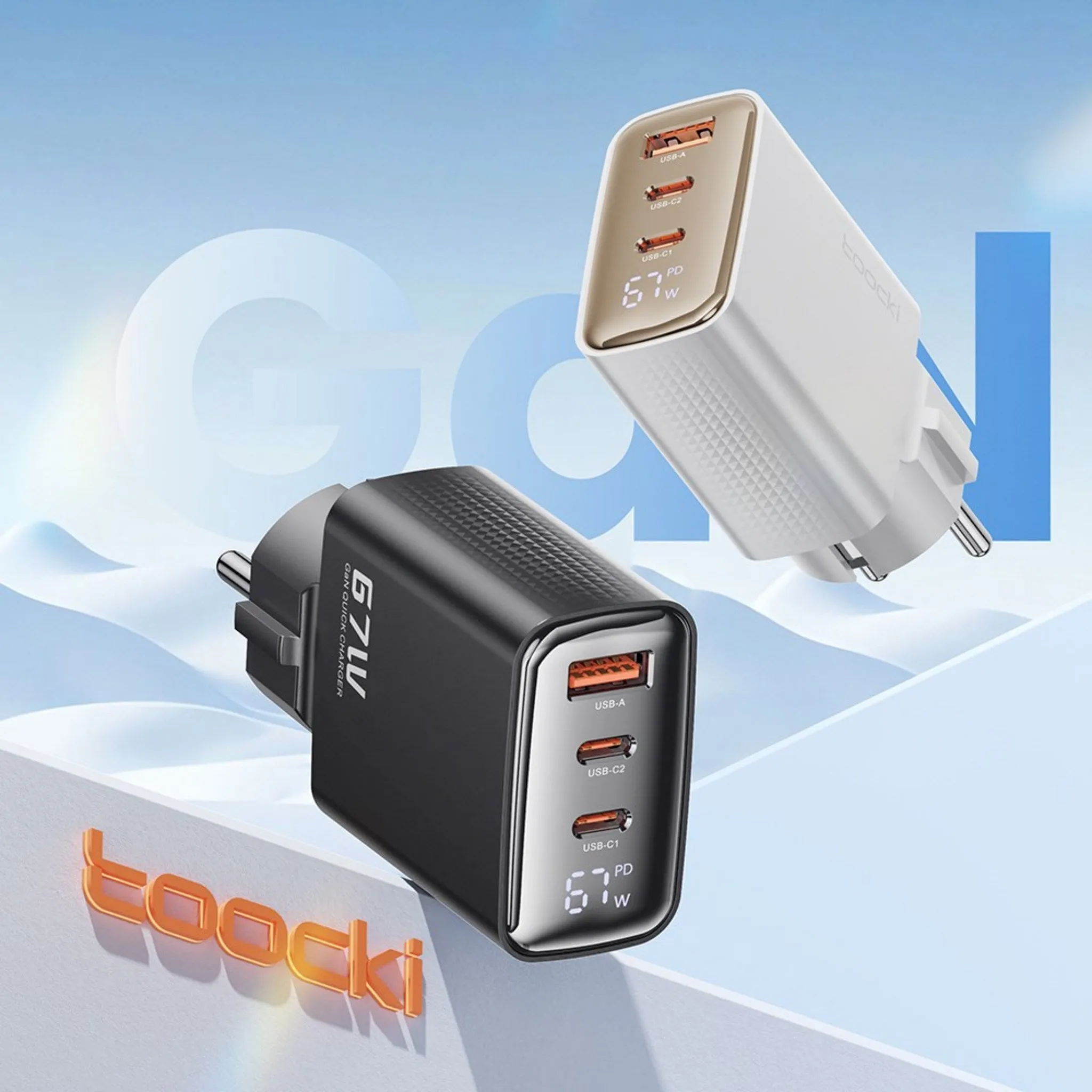 Toocki GaN PPS 67W 3-Port Grounded Display Ultra-Fast Multi-Charger - 🏆 #83 - Electronics - Best of December