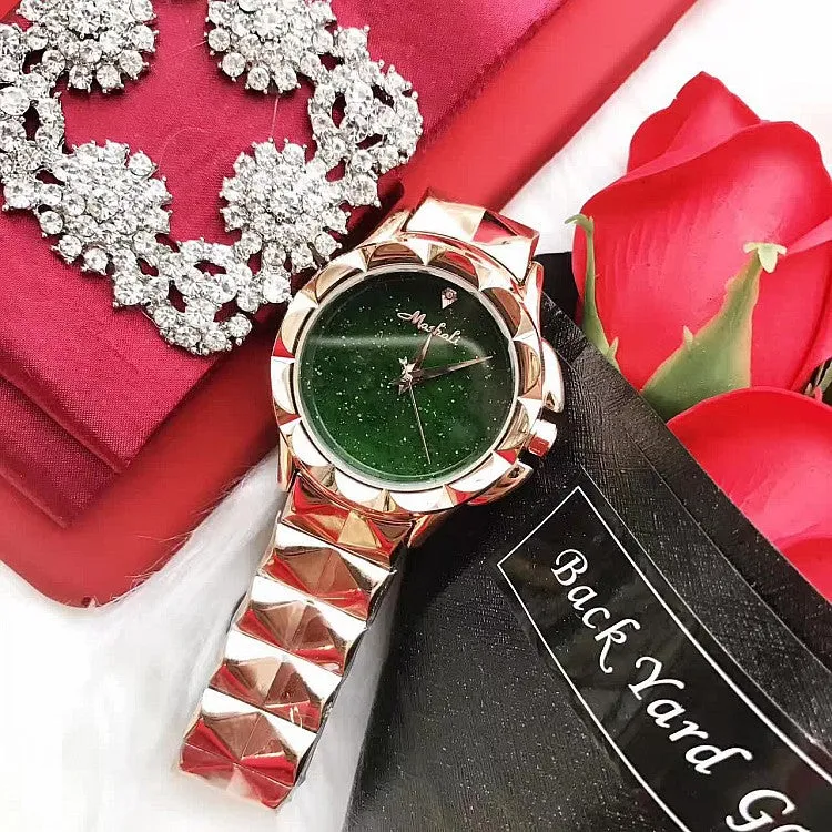 Trendy Green Stainless Steel Women's Watch