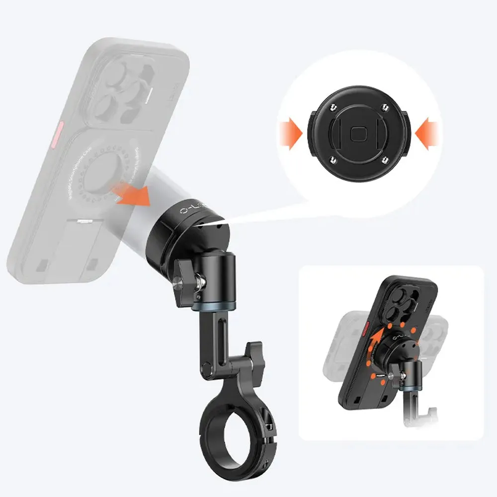 Ulanzi O-Lock II Bicycle Handlebar Smartphone Clamp Mount with 360 Degree Pan / 90 Degree Tilt Ball Head and 2kg Max Load Capacity