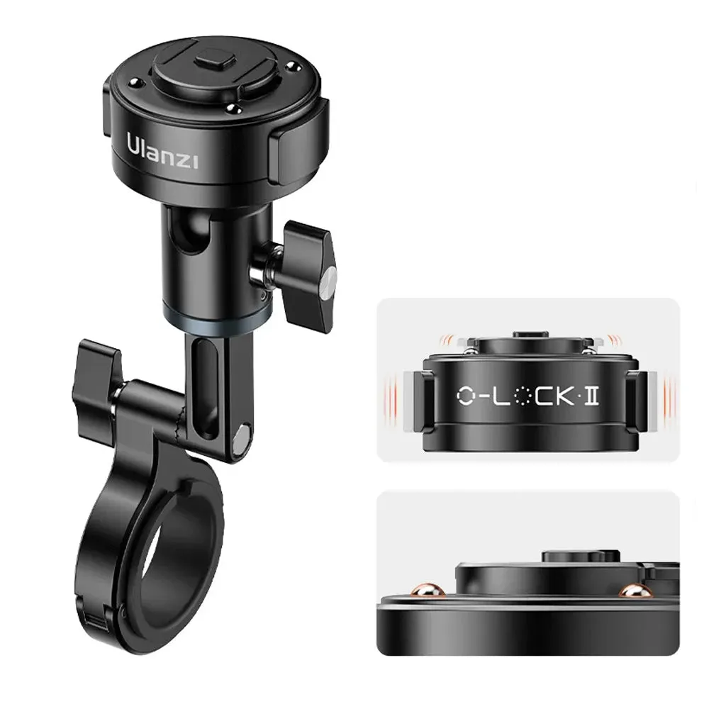 Ulanzi O-Lock II Bicycle Handlebar Smartphone Clamp Mount with 360 Degree Pan / 90 Degree Tilt Ball Head and 2kg Max Load Capacity