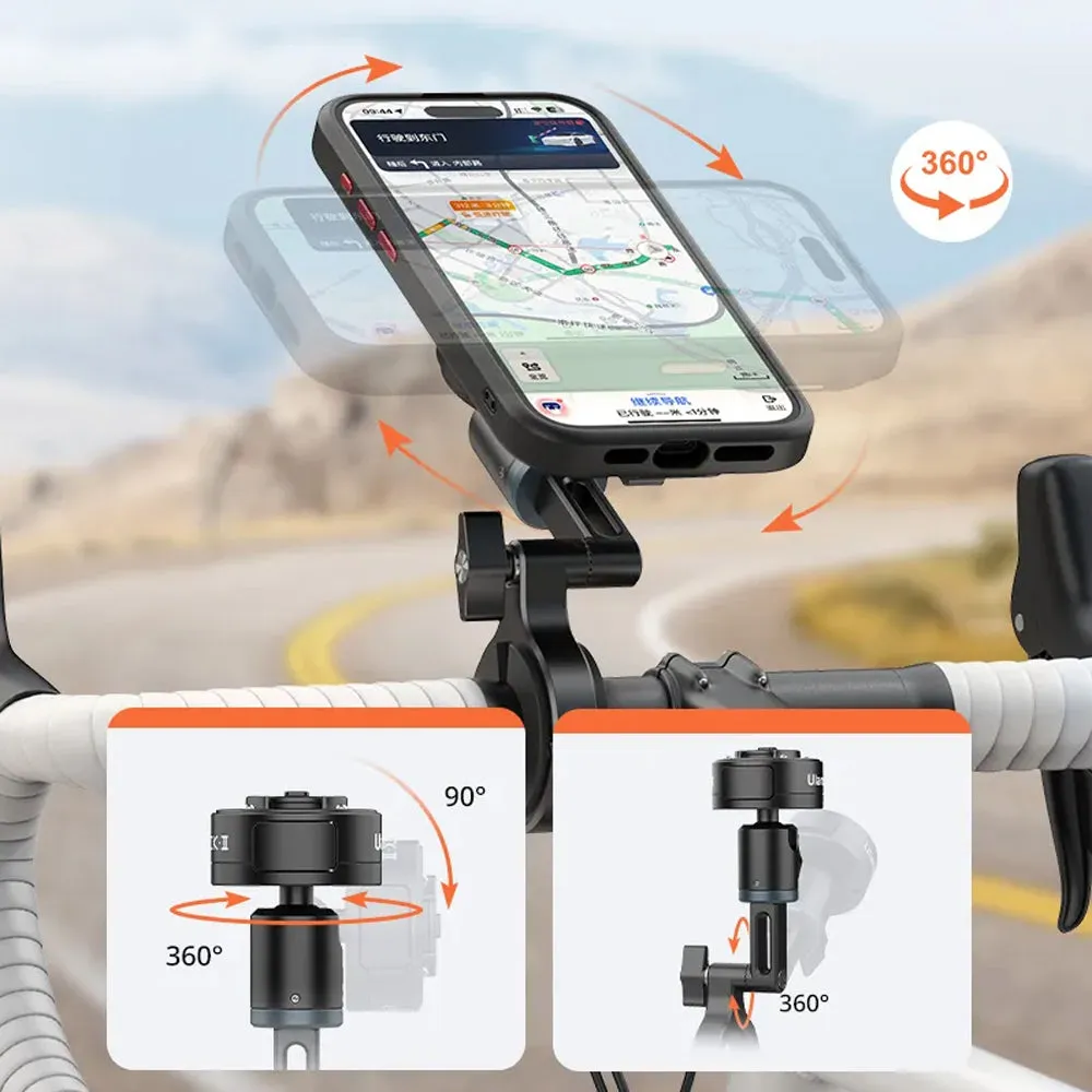 Ulanzi O-Lock II Bicycle Handlebar Smartphone Clamp Mount with 360 Degree Pan / 90 Degree Tilt Ball Head and 2kg Max Load Capacity