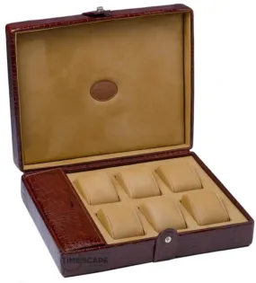 UNDERWOOD (LONDON) - 6-Unit Croco Watch Box w Compartment | UN232/CBRW