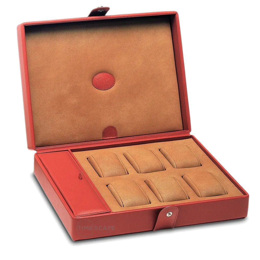 UNDERWOOD (LONDON) - 6-Unit Leather Watch Box w Compartment | UN232/TAN