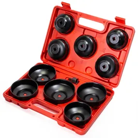 Universal 10pcs Oil Change Filter Cap Wrench Cup Socket Tool Set with Carrying Case