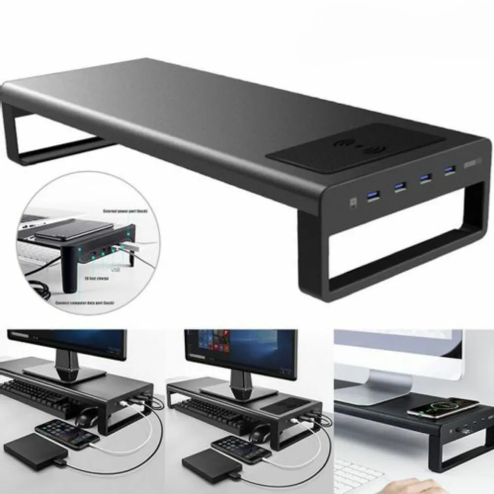 Vaydeer Smart Monitor Stand Base Wireless Charge with USB 3.0 Desk Hub - NB422