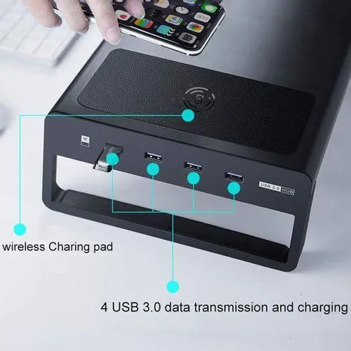 Vaydeer Smart Monitor Stand Base Wireless Charge with USB 3.0 Desk Hub - NB422