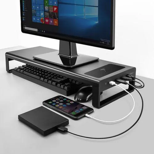 Vaydeer Smart Monitor Stand Base Wireless Charge with USB 3.0 Desk Hub - NB422