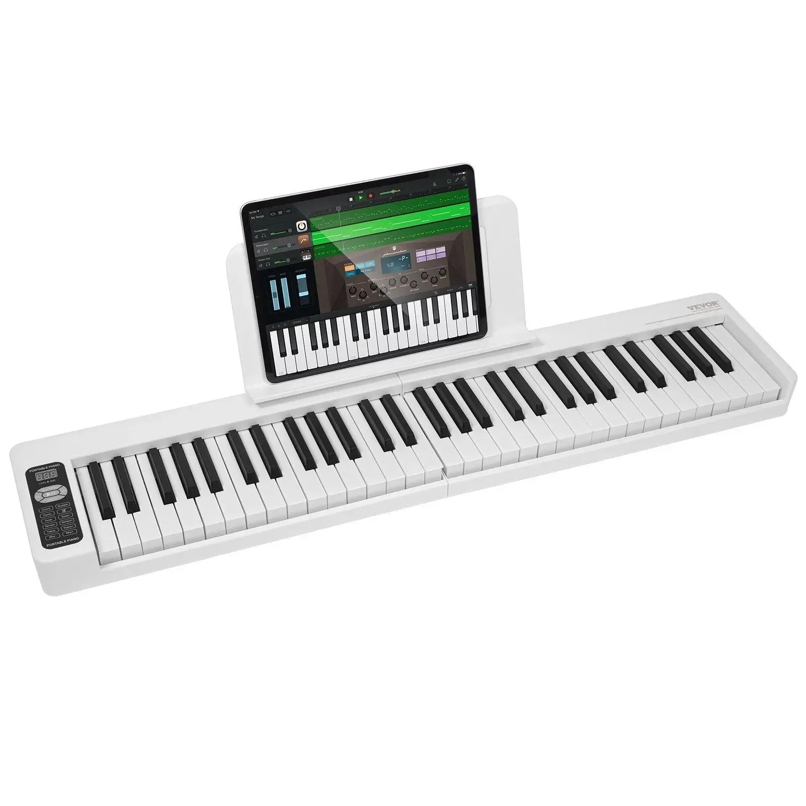 VEVOR 61 Key Folding Keyboard Piano Portable Foldable Piano Bluetooth MIDI White