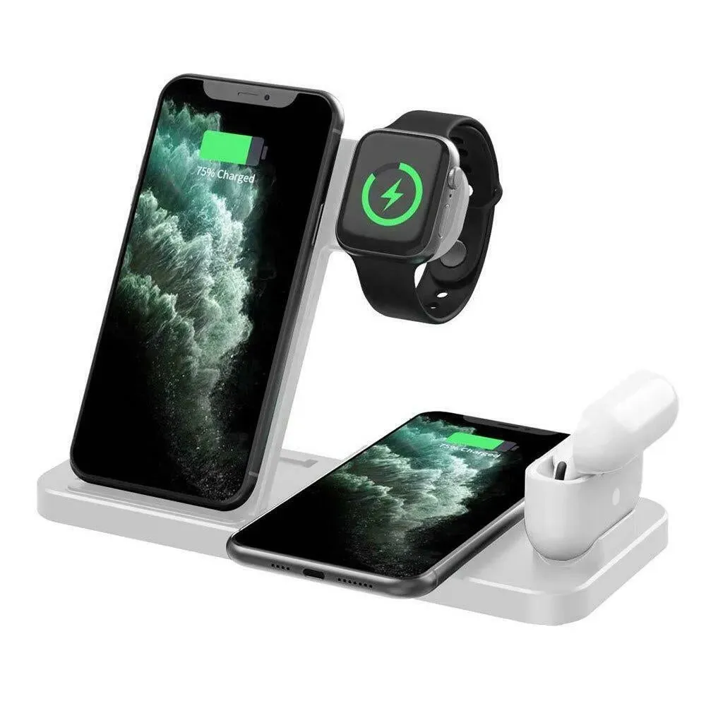 Vibe Geeks 4-in-1 Wireless Fast Charging Station for QI Devices- USB Powered