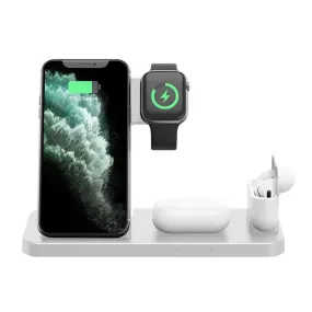 Vibe Geeks 4-in-1 Wireless Fast Charging Station for QI Devices- USB Powered