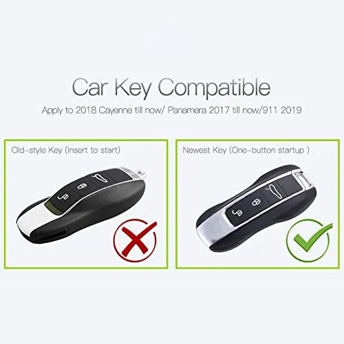 Waterproof Key Fob Case Cover Remote Protector with Keychain for Porsche Panamera 2017  / Cayenne 2018  /911 Carrera 2020  or Taycan Models