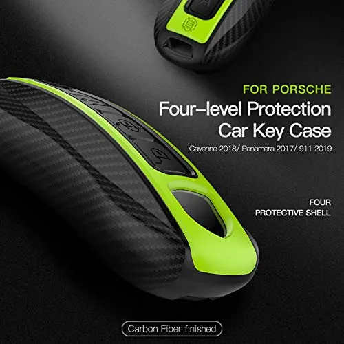 Waterproof Key Fob Case Cover Remote Protector with Keychain for Porsche Panamera 2017  / Cayenne 2018  /911 Carrera 2020  or Taycan Models