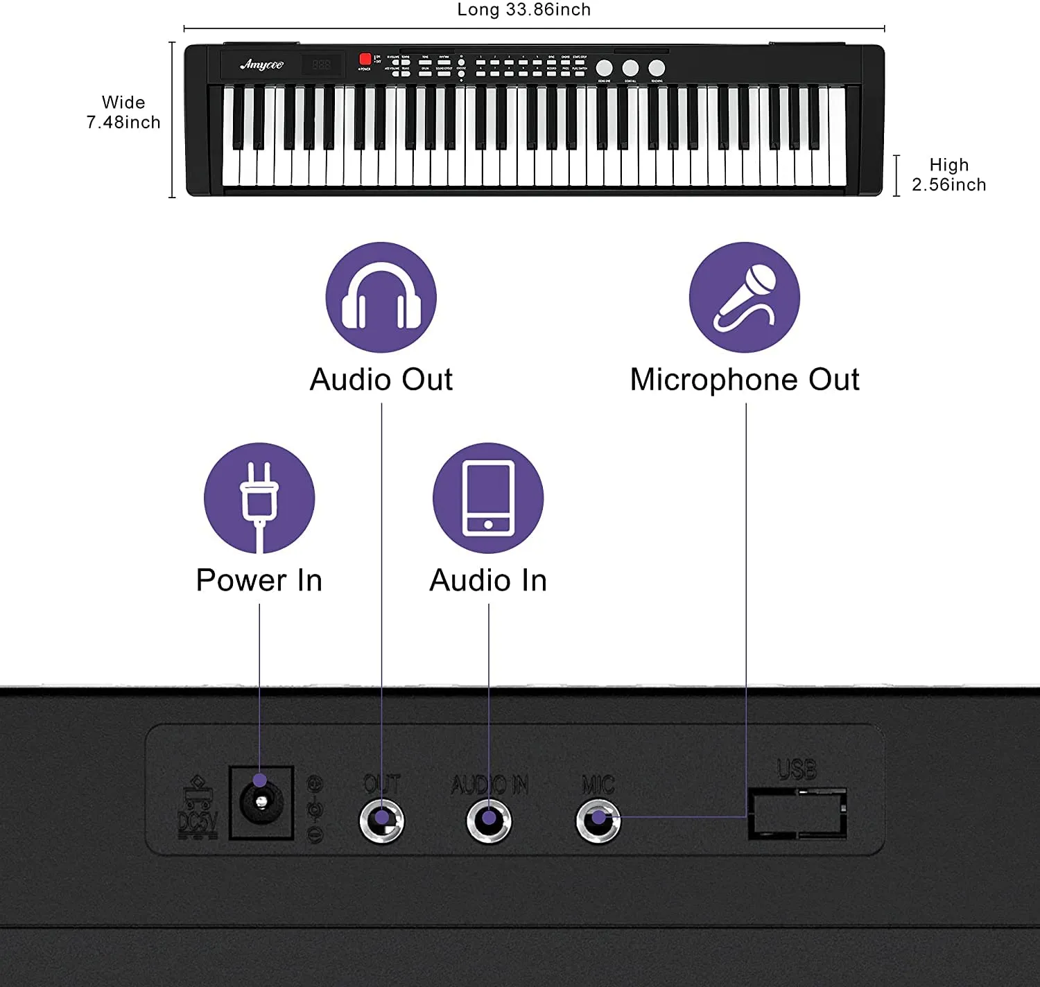 WHIZMAX Musical Instrument 61-Key Beginners Electric Keyboard Piano