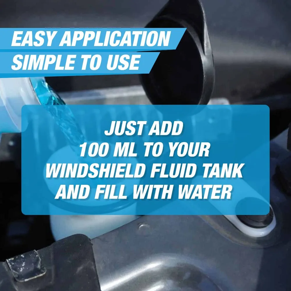 Windshield Washer Fluid Concentrate 100ml - Anti-Freeze, De-Icing Formula for Car Windshield