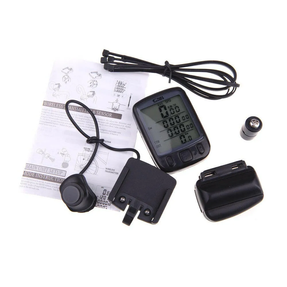 Wireless Bike Bicycle Cycling Computer Odometer Speedometer LCD Backlight Backlit Waterproof Multifunction