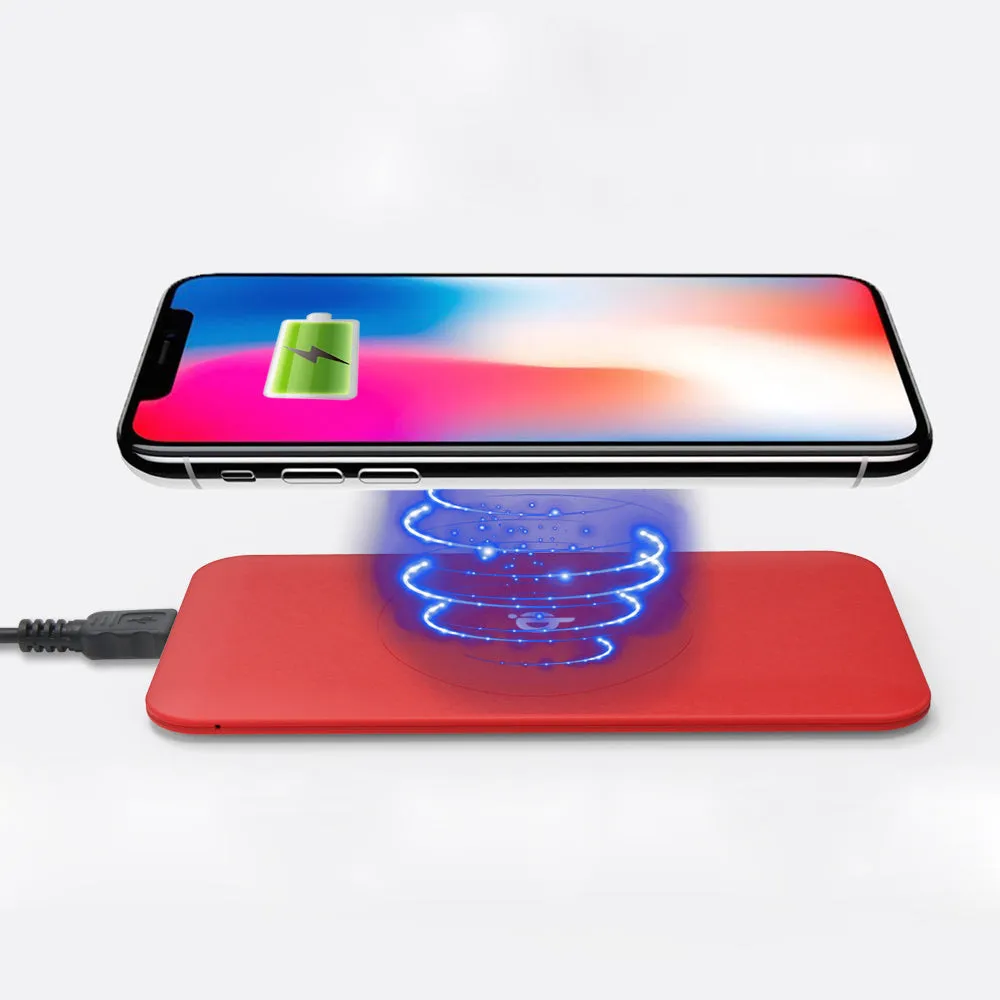 Wireless Qi Cellphone Charger Red Rubber Oil Coated