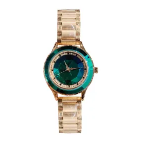 Women's Watch Irregular Mirror green diamond large dial Stainless Steel Strap elegant watch