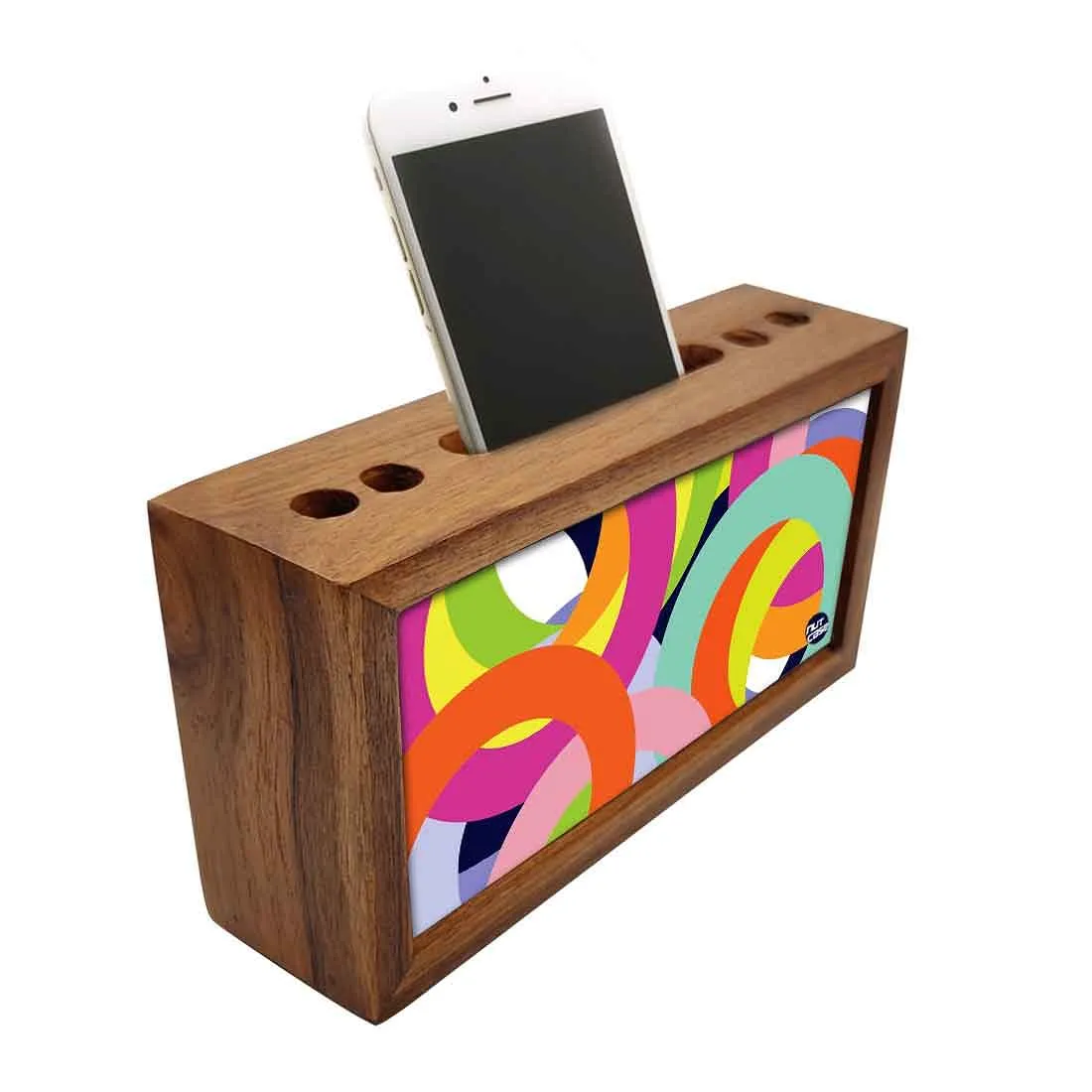 Wood desk accessories Pen Mobile Stand - Colorful Rings