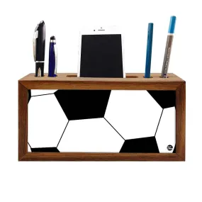 Wood Desk Accessories Phone Stand With Pen Holder - Football