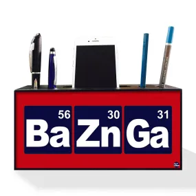 Wooden Mobile and Pen Holder Office Desk Organizer - Bazinga Red